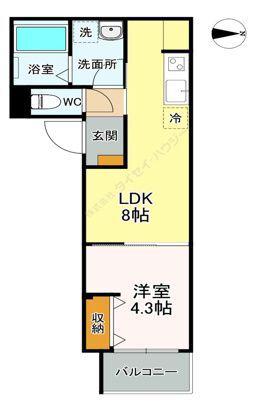 MILESTONE SASAZUKA(1LDK/1階)の間取り写真