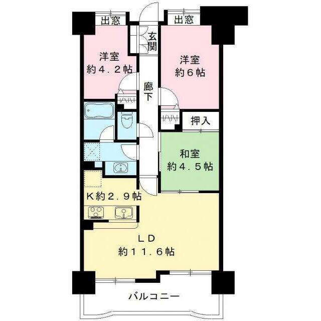 ダイアパレス稲毛緑園都市A工区(3LDK/8階)の間取り写真