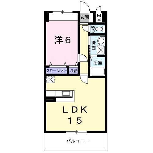 グランドールかさでら(1LDK/3階)の間取り写真