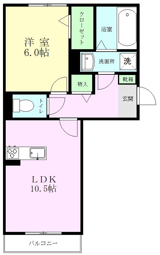 クレセール光の森東(1LDK/2階)の間取り写真