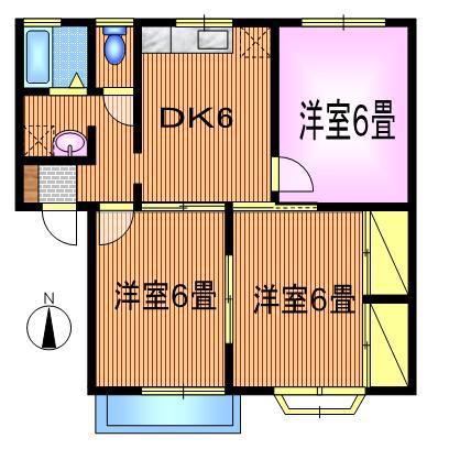 ベルエポックA棟(3DK/1階)の間取り写真