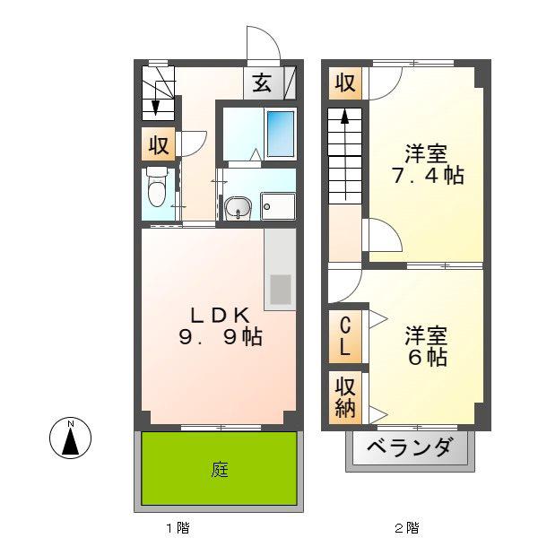 メゾンディアマンテ(2LDK/1階)の間取り写真