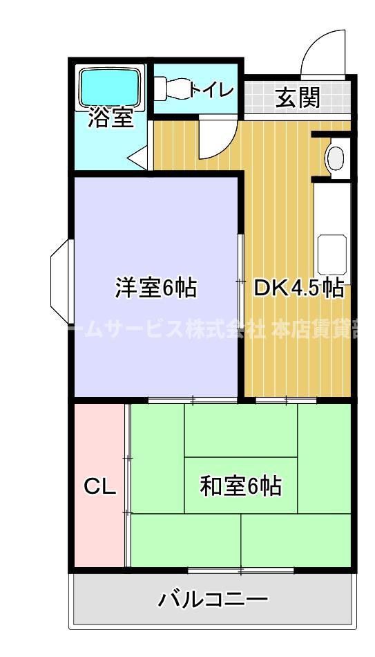 パラッツォF(2DK/4階)の間取り写真
