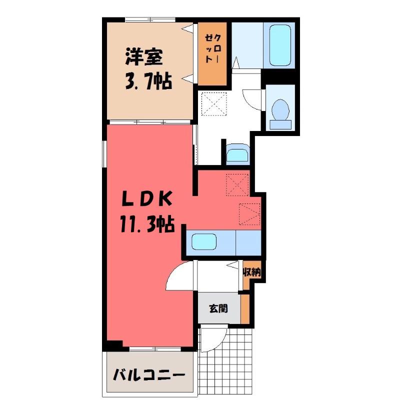 TAKASAKITOTTOSI(1LDK/1階)の間取り写真