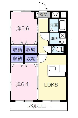 マエストロ伊勢(2LDK/1階)の間取り写真