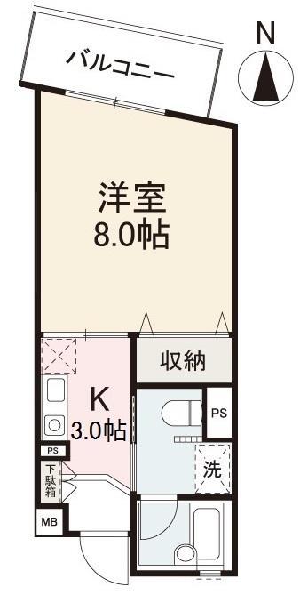 プレステ 98(1K/3階)の間取り写真