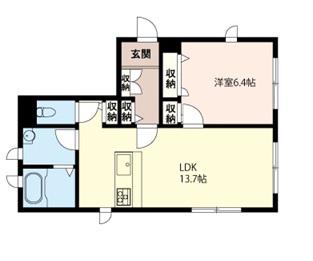 イズ上連雀(1LDK/1階)の間取り写真