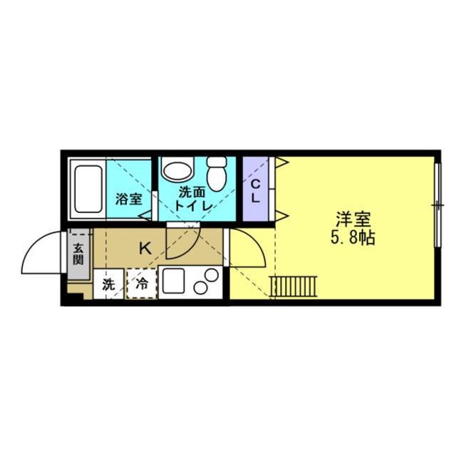 グランジュテ屏風浦(1K/2階)の間取り写真