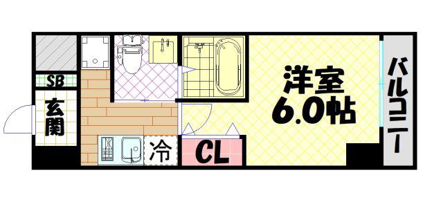 グランパシフィック花園北(1K/4階)の間取り写真