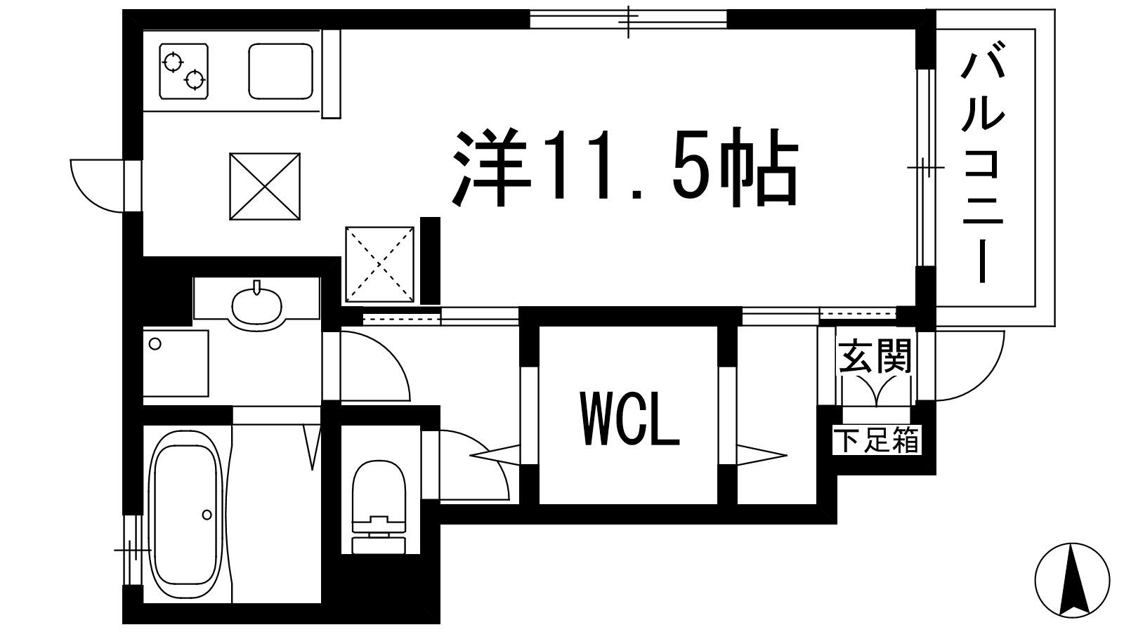 MANOIR1(ワンルーム/1階)の間取り写真