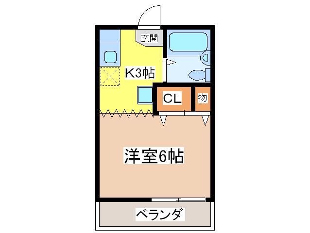 グランコート分倍(1K/1階)の間取り写真