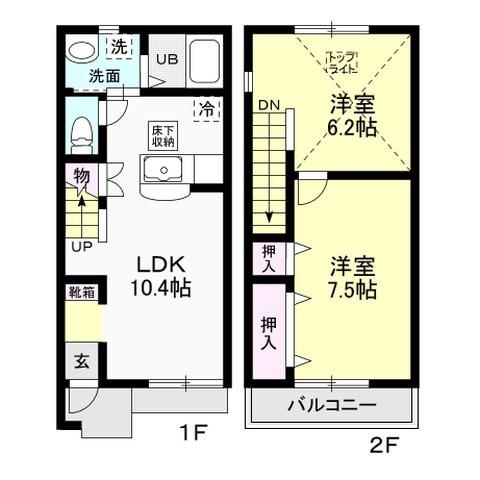 CRANE LAND HONJO(2LDK/1階)の間取り写真