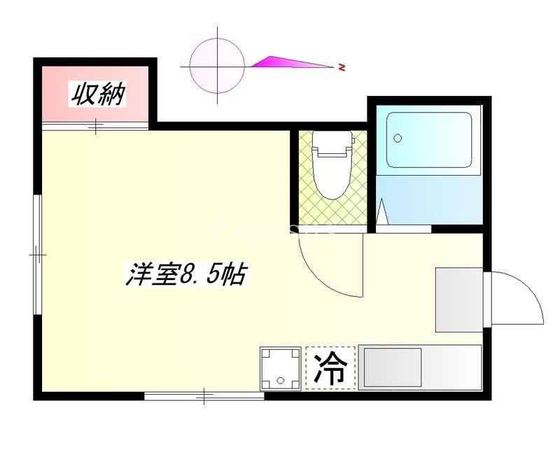 石田コーポ(ワンルーム/3階)の間取り写真