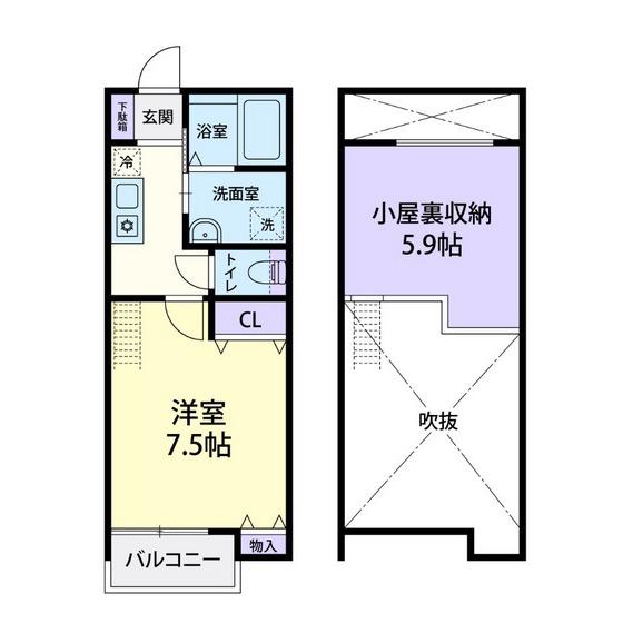 ヨークパレス・3(1K/2階)の間取り写真