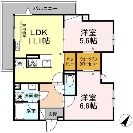 ホープハイツ(2LDK/3階)の間取り写真