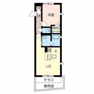 シャーメゾン鳳中町(1LDK/1階)の間取り写真