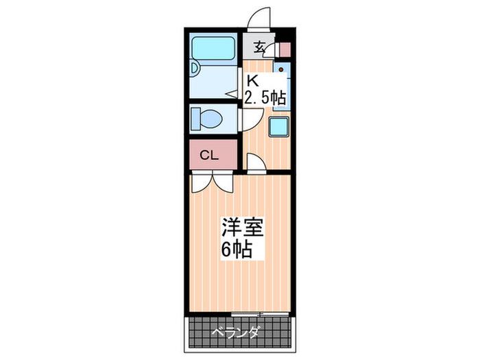 コーポ中筋(1K/2階)の間取り写真