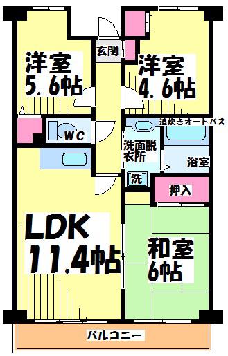 グリーンビレッジ タナカ(3LDK/2階)の間取り写真