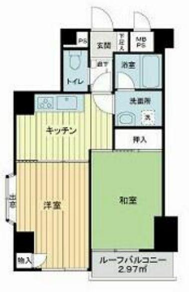 ライオンズマンション両国南(2K/2階)の間取り写真