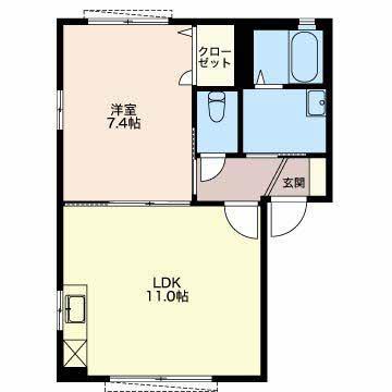 パーシモンK(1LDK/1階)の間取り写真