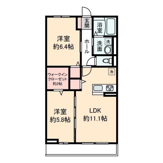 オルテンシア フェイ(2LDK/1階)の間取り写真