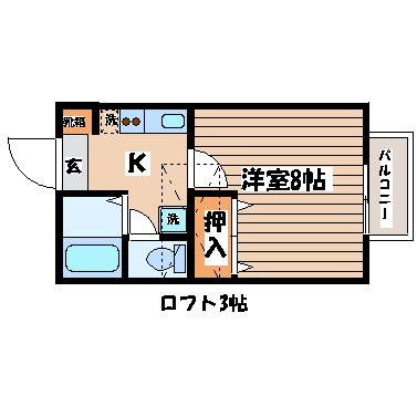 ノーブル香澄(1K/2階)の間取り写真