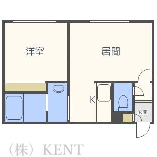 リーフコート二十四軒(1LDK/2階)の間取り写真