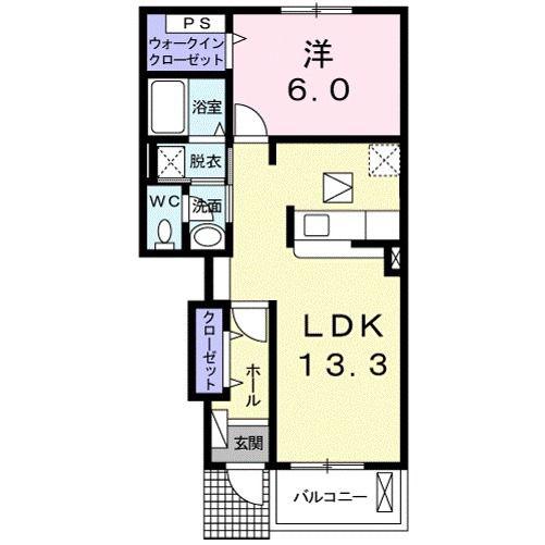 アクアビューIII(1LDK/1階)の間取り写真