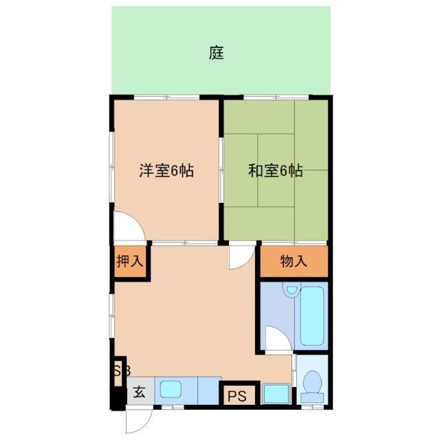 谷マンション(2DK/1階)の間取り写真