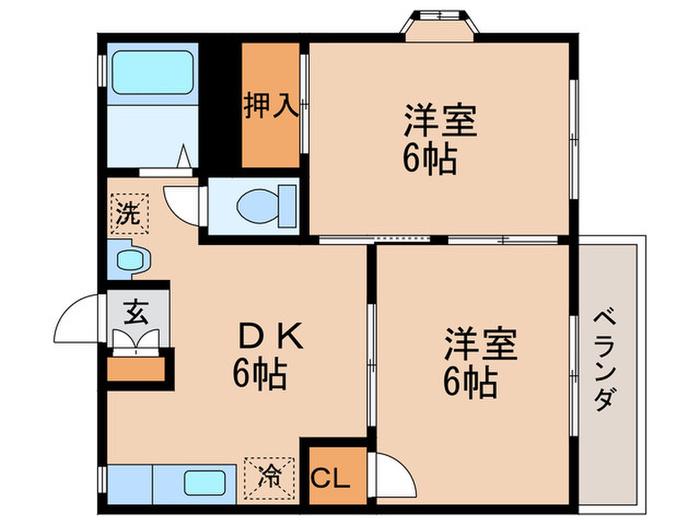 セレーブルメゾン(2DK/2階)の間取り写真