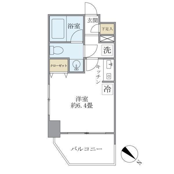 エコロジー白山レジデンス(ワンルーム/2階)の間取り写真