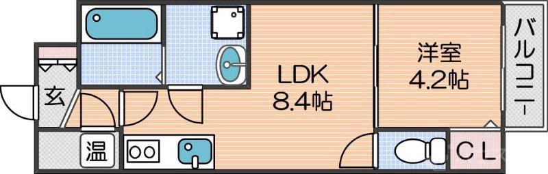 グランディル杉本町(1LDK/3階)の間取り写真