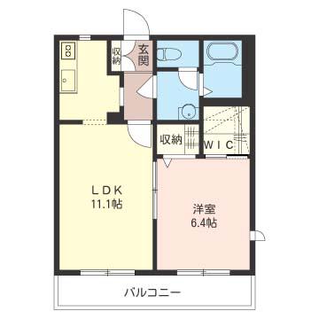  MESE LUNA(1LDK/2階)の間取り写真