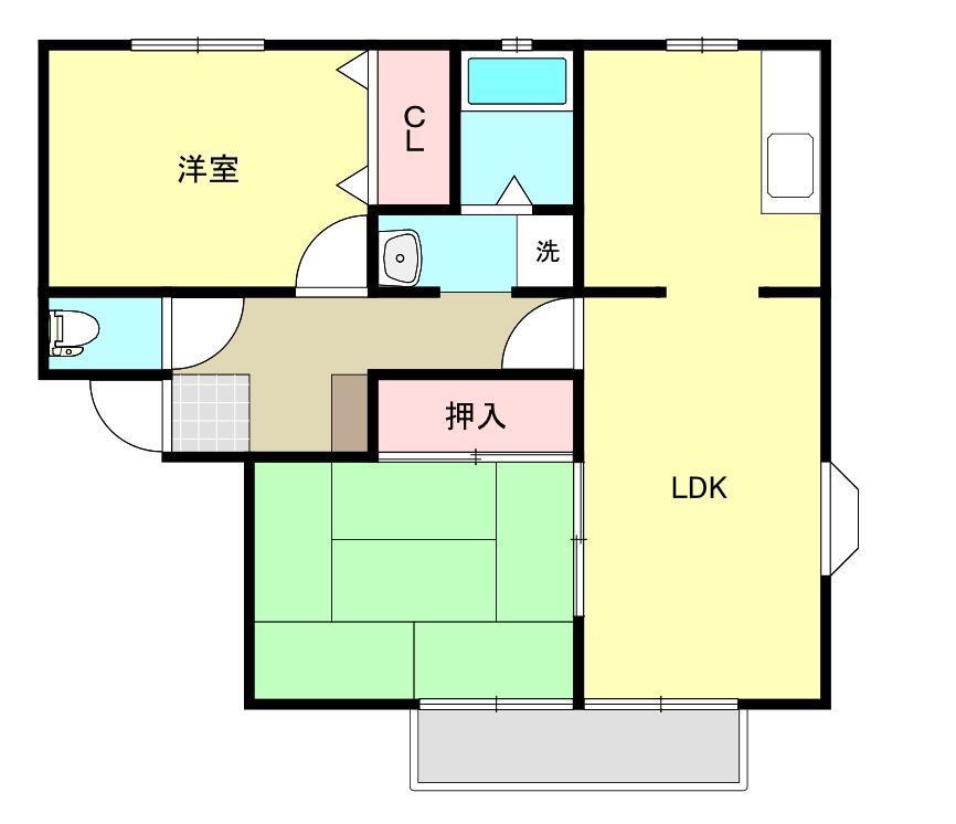 サンビレッジ・トライアングルパークA(2LDK/1階)の間取り写真