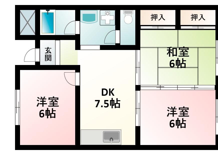 コーポラスキド(3DK/7階)の間取り写真
