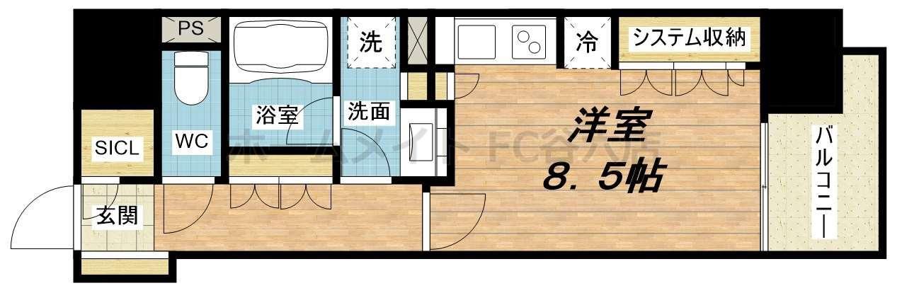 イニシアブランなんば(ワンルーム/8階)の間取り写真
