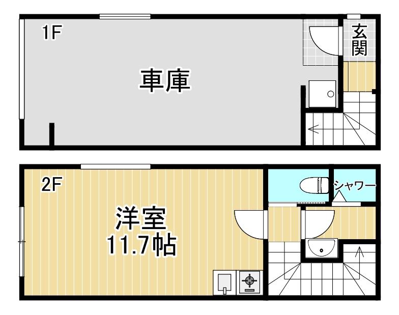 ガレージテラスFUKUIZUMI(ワンルーム/1階)の間取り写真