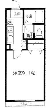 シンフォニア(1K/2階)の間取り写真