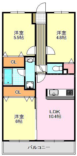 サンパティークちぐさI(3LDK/4階)の間取り写真