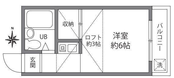 まほろば(ワンルーム/2階)の間取り写真
