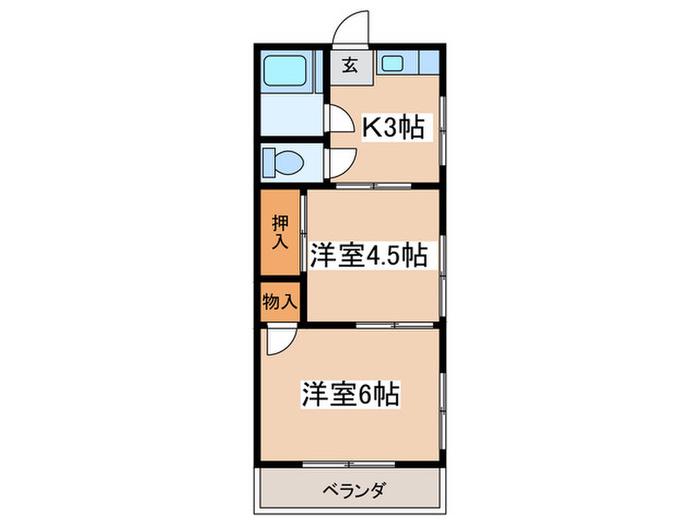 コーポ小林(2K/2階)の間取り写真