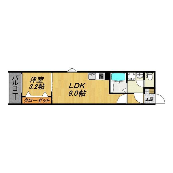 LE COCON 甚目寺III(1LDK/2階)の間取り写真