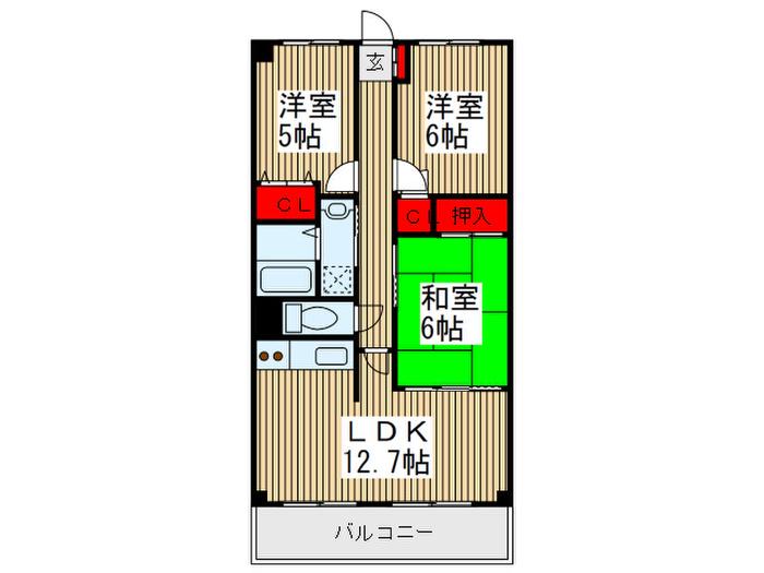 パークフィールド志木(3LDK/5階)の間取り写真