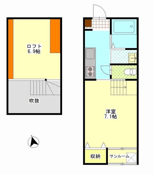 タイムズスクエア(1K/2階)の間取り写真