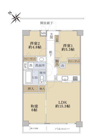 スガハイム10町田(3LDK/4階)の間取り写真