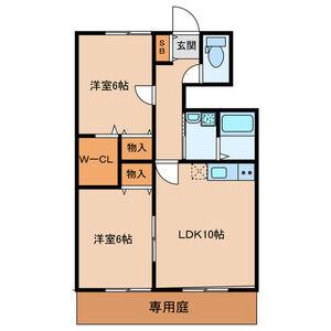 ドルフ弐番館(2LDK/1階)の間取り写真