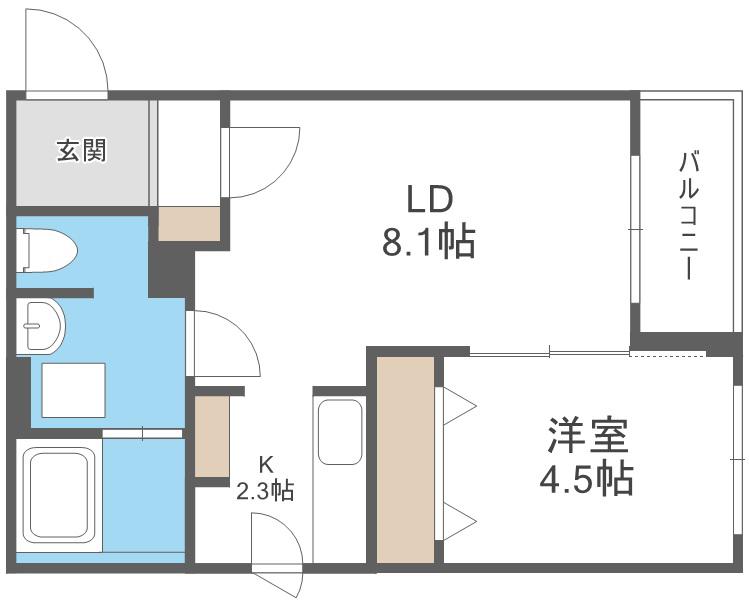 CASA FRUTTA CHITOSE(1LDK/2階)の間取り写真