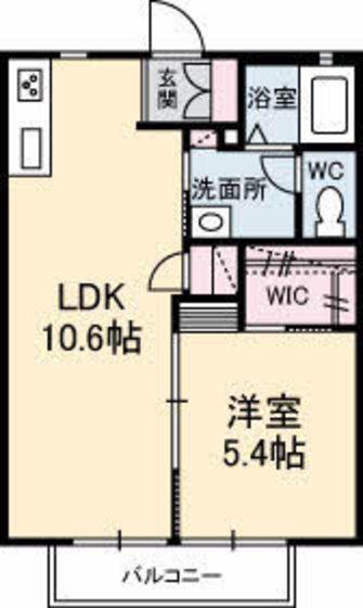 ミラベル大町東(1LDK/2階)の間取り写真