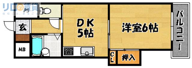 瑞光グランドハイツ北(1DK/4階)の間取り写真