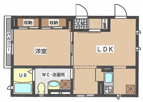 イズリウム(1LDK/2階)の間取り写真